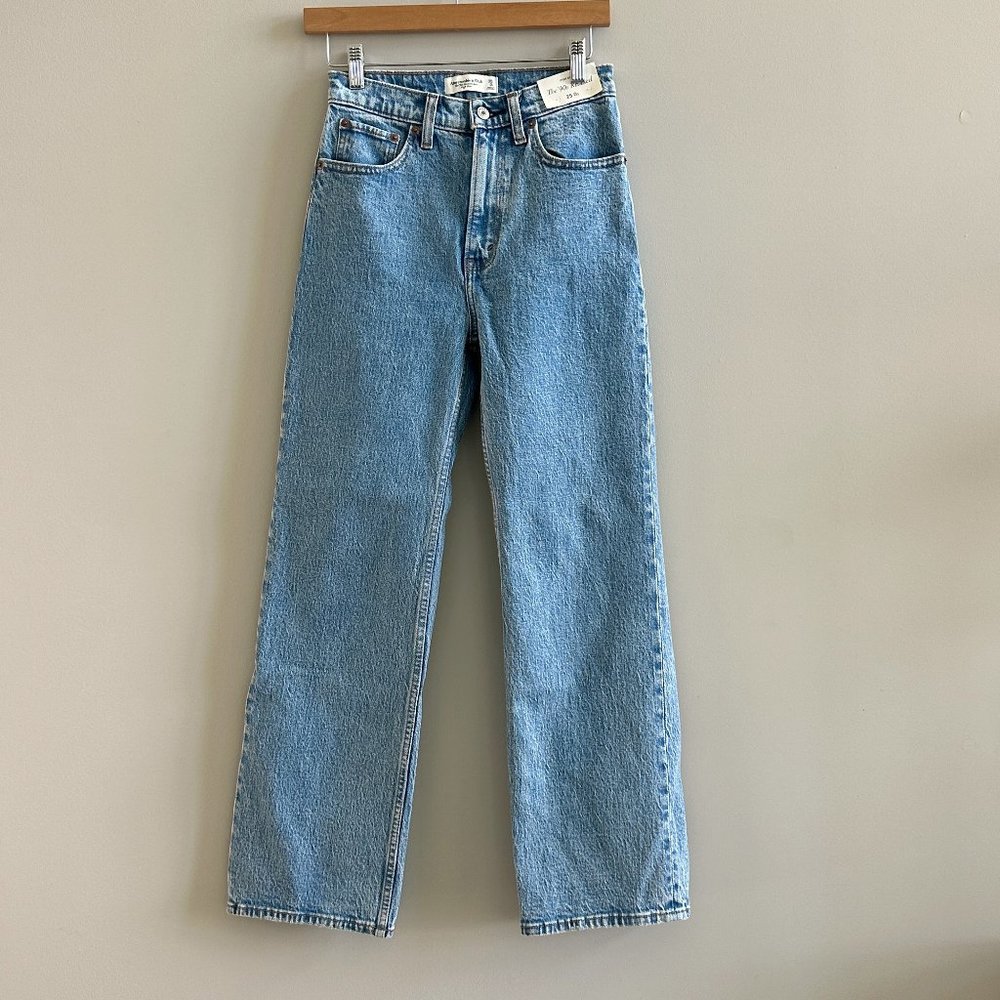 NWT Abercrombie High Rise 90s Relaxed Jean Medium Marble 25 Short